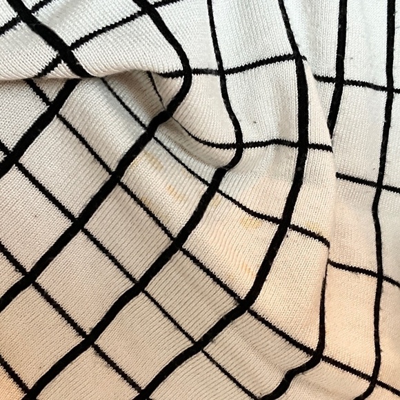 Saks Fifth Avenue Black Label Knit Skirt Plaid Academia Black Cream High waist M - Picture 5 of 10